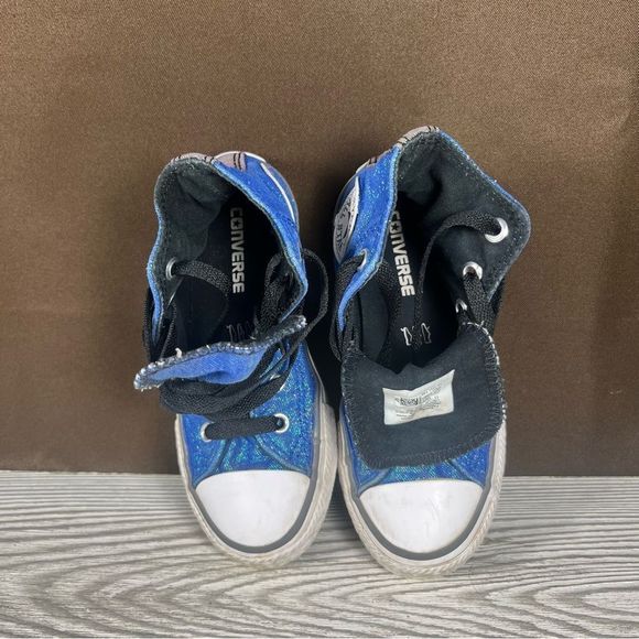 Converse Chuck Taylor Al-Star Sparkle Blue High-Top Sneaker Shoe Sneaker Kids 11 - Picture 8 of 9